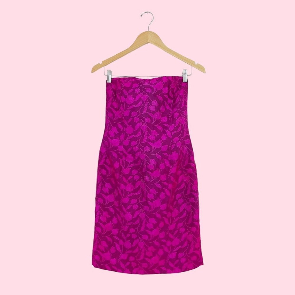 DIOR FLORAL BROCADE STRAPLESS DRESS